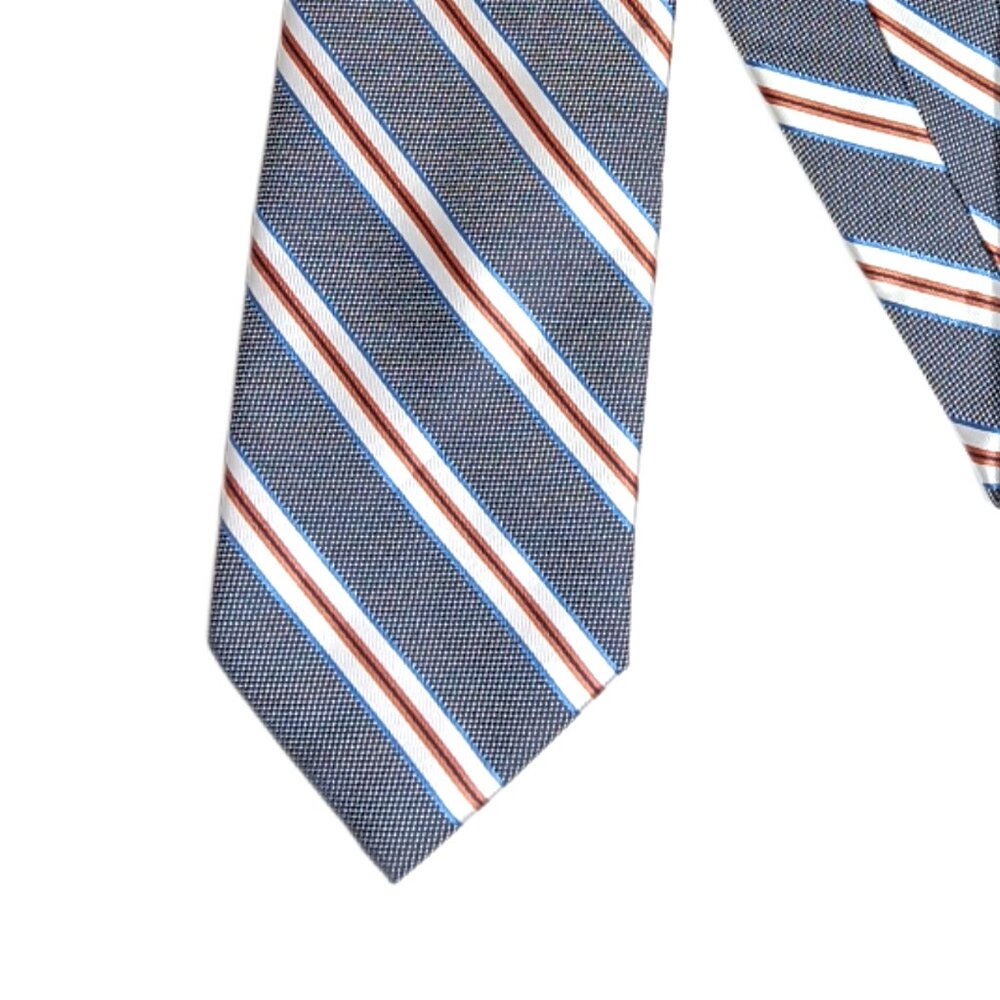 Stafford Repp Tie Men’s 61” Blue White Striped Polyester Designer Classic New